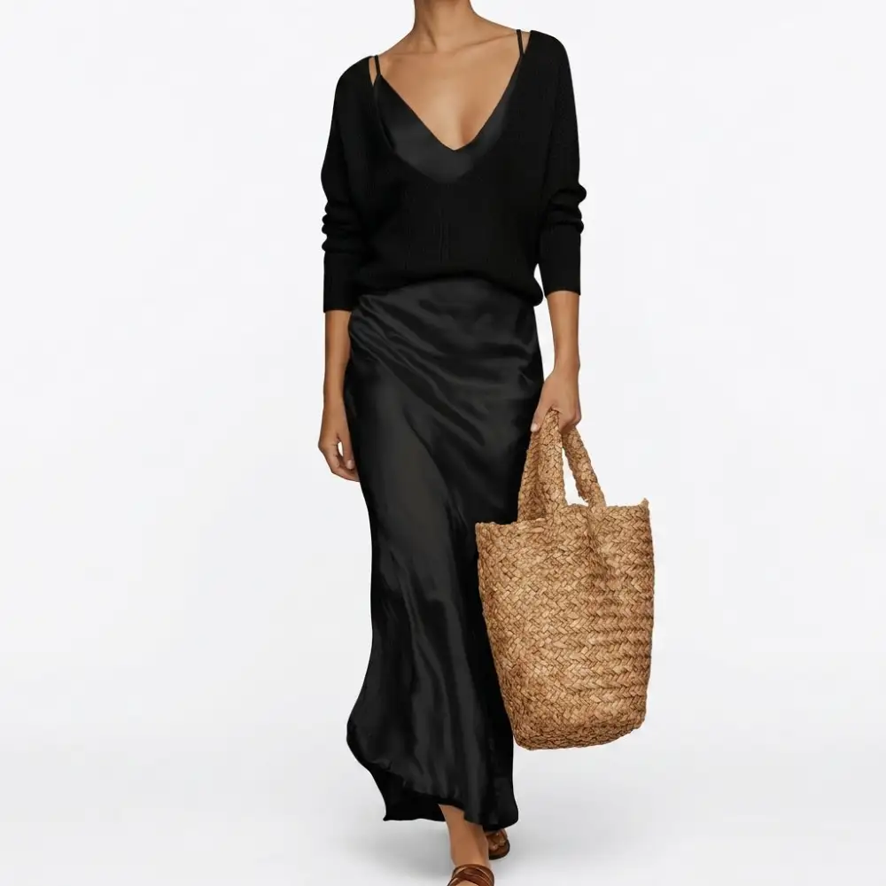 Knit Satin Two-Piece Set