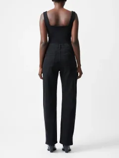 Straight Slim Solid Color Denim Trousers