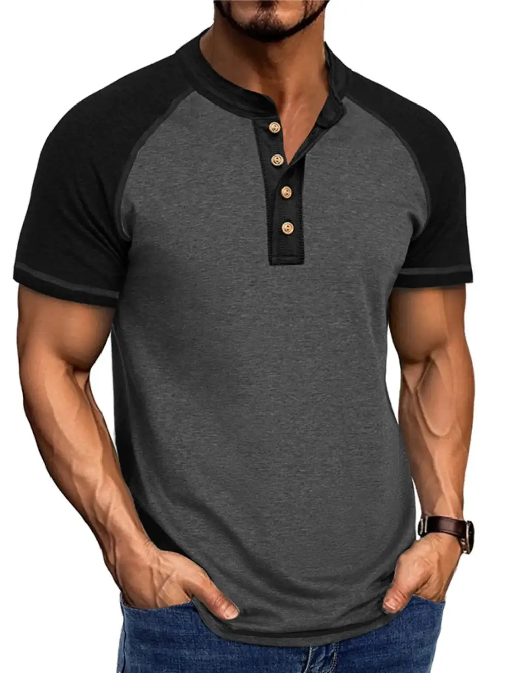 Contrast Detail Henley Tee