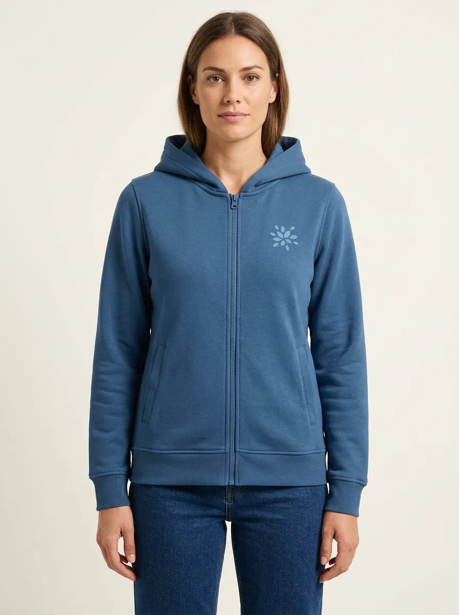 Women's Floral-Motif Full-Zip Vertical-Pocket Hoodie