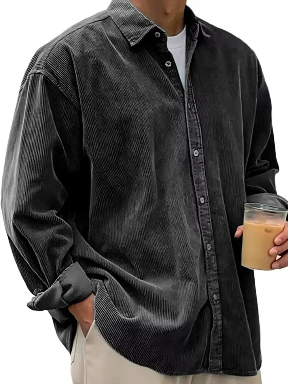 Pocket Detail Button Up Long Sleeve Shirt