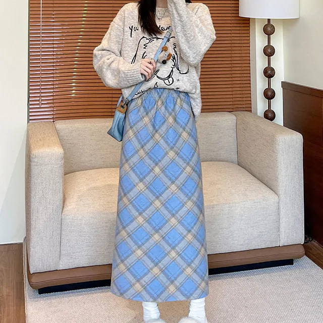 Heritage Plaid Tweed High Waist Pencil Skirt