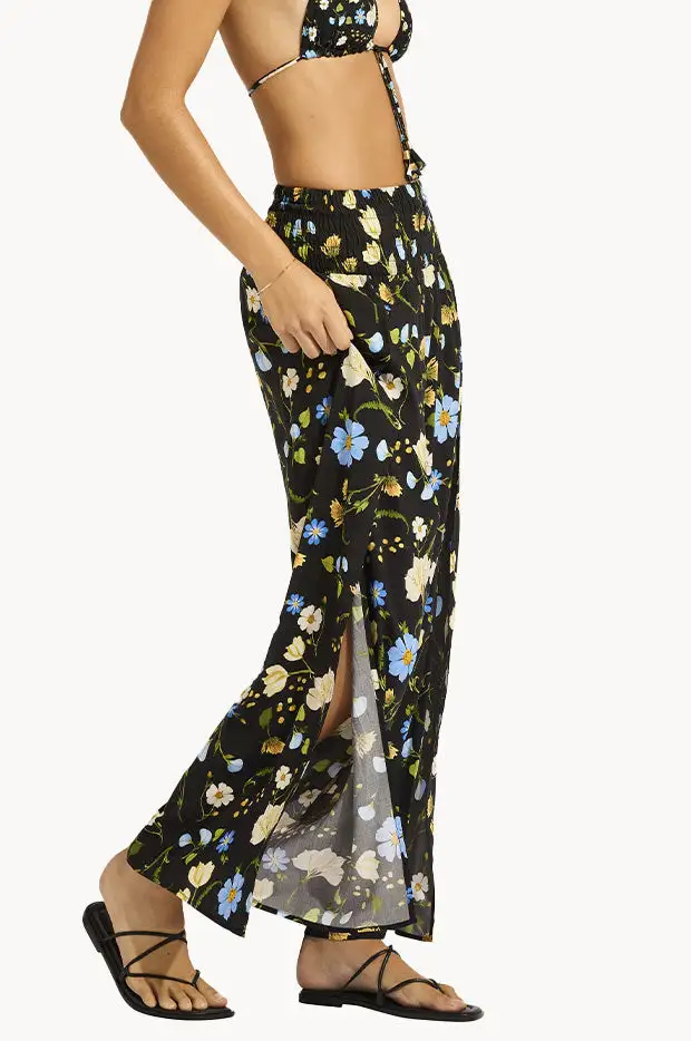 Shirred Wrap Split Leg Pants