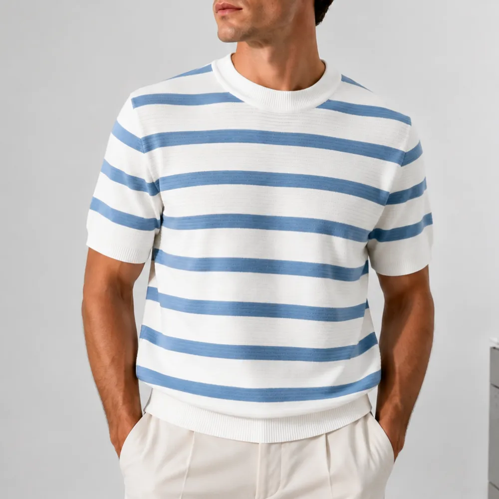 Stripe Textured Knit T-Shirt