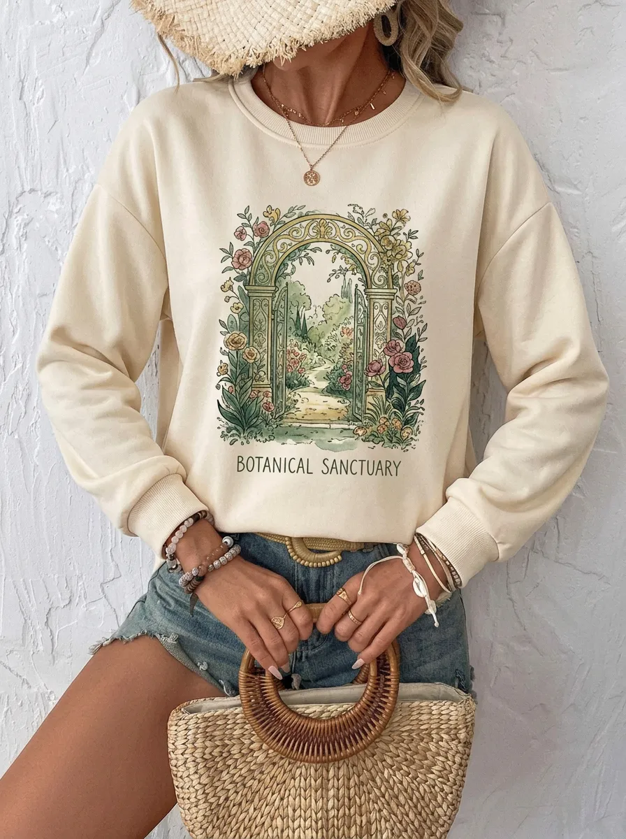 Women's Botanical Sanctuary Garden Arch Graphic Sweatshirt