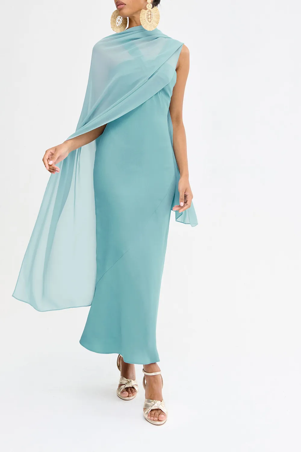 Aquamarine Casual Style Shawl