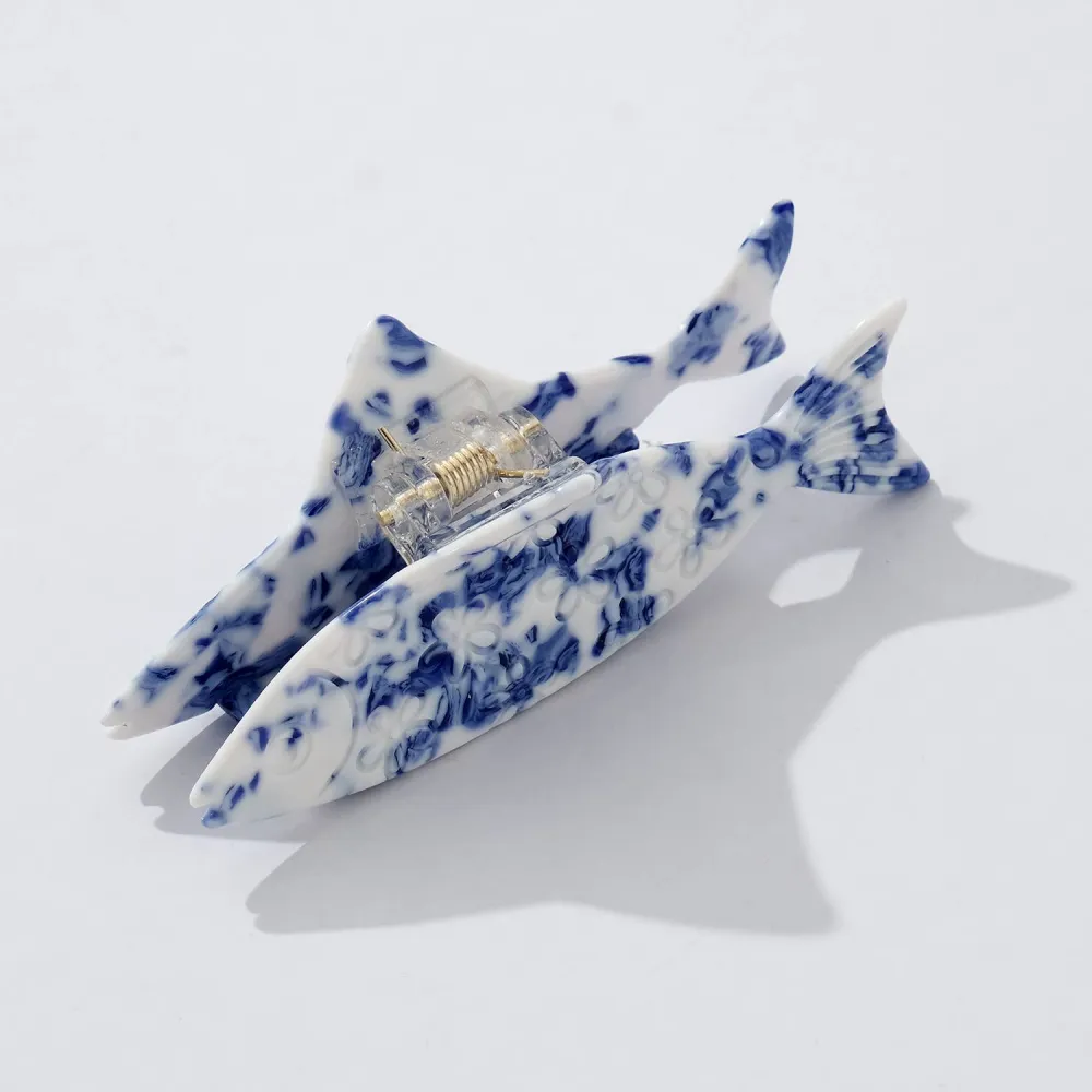 Floral Fish Claw Clip