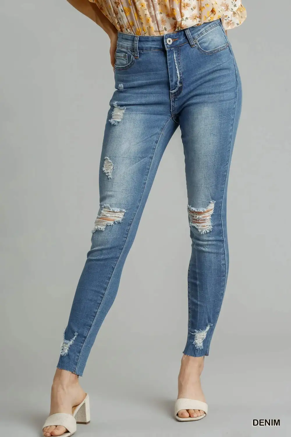 Skinny Distressed Denim Jeans