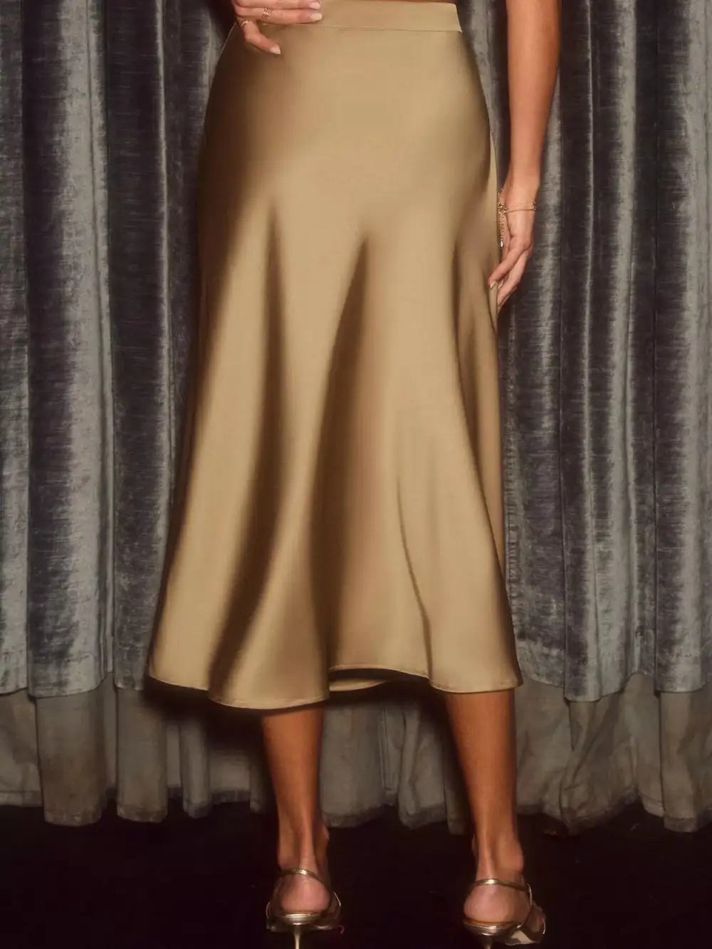 Modern Satin Midi Skirt