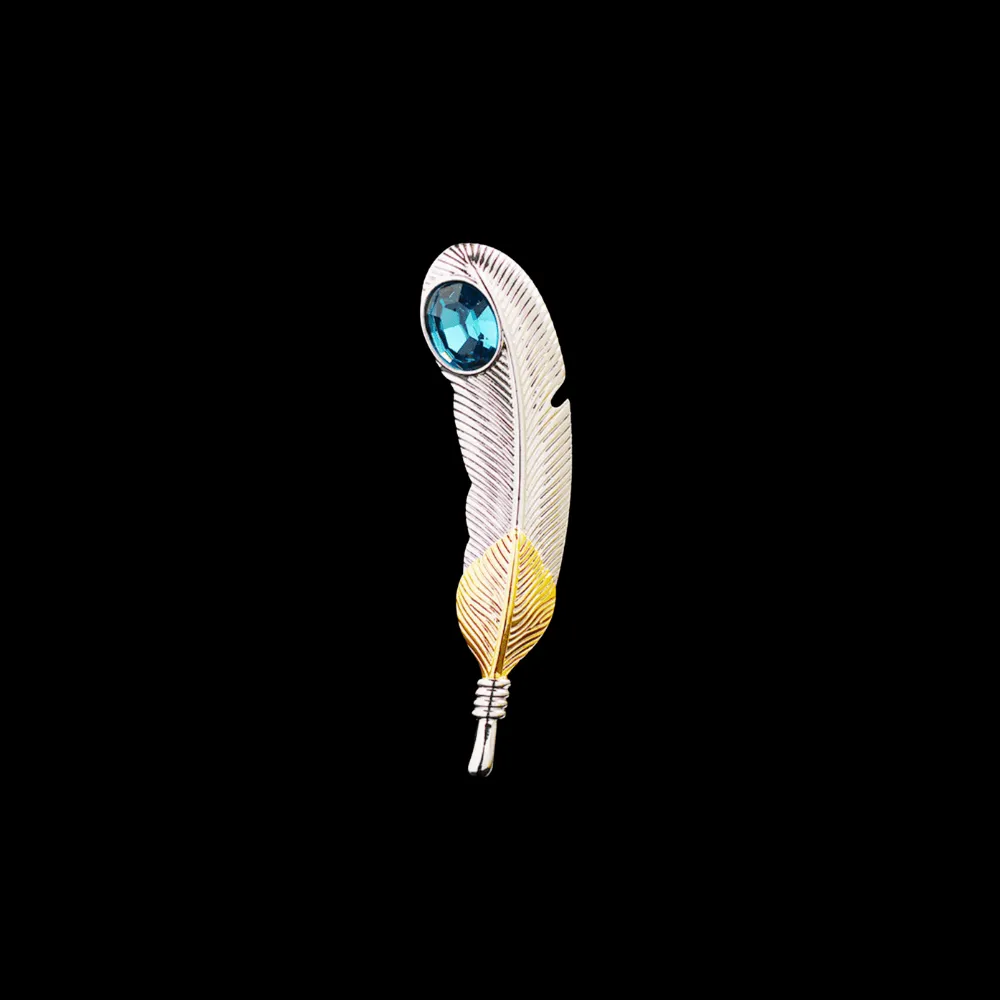 Two Tone Feather Lapel Brooch