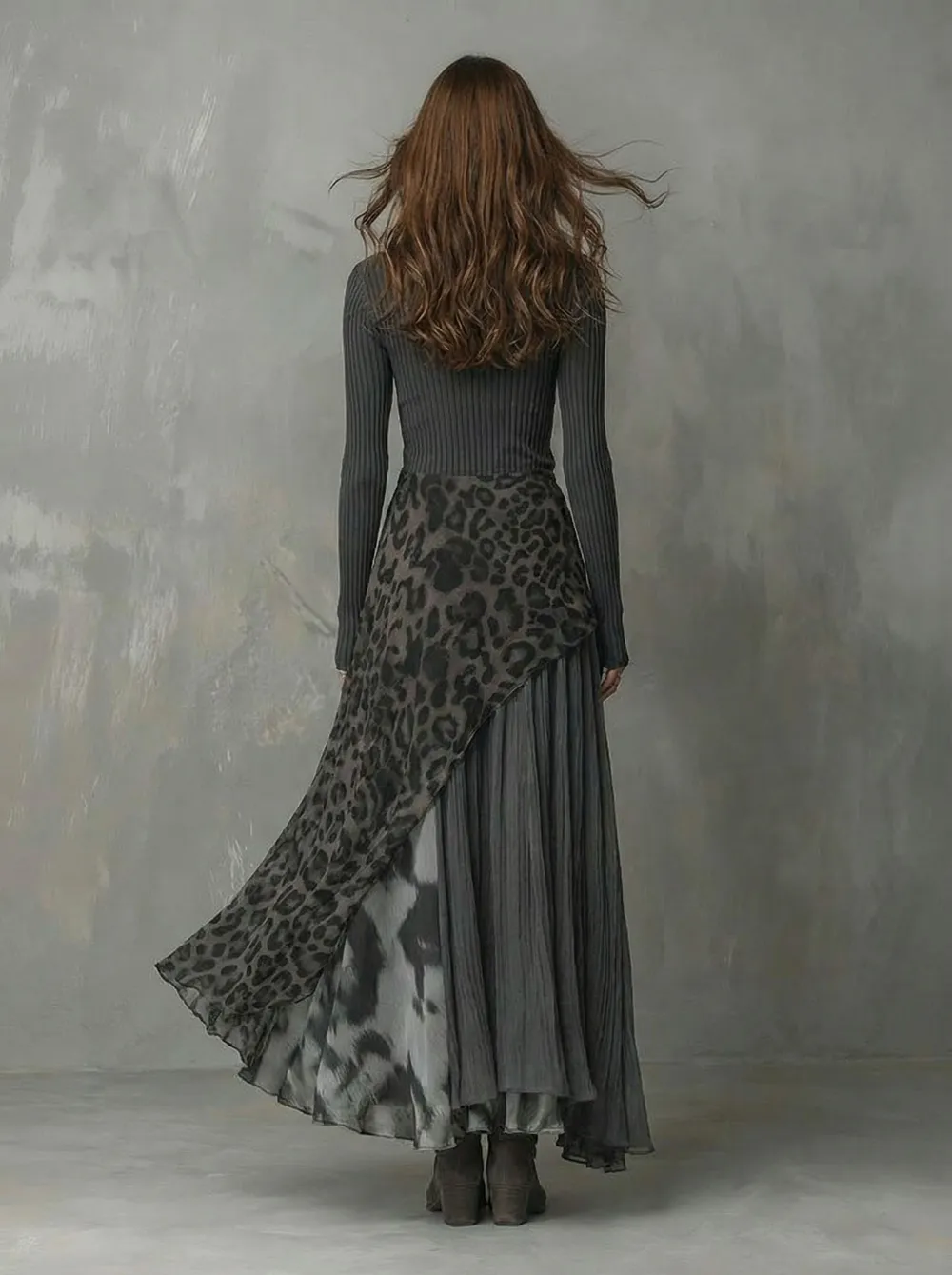 Casual Leopard Print Patchwork Maxi Dress
