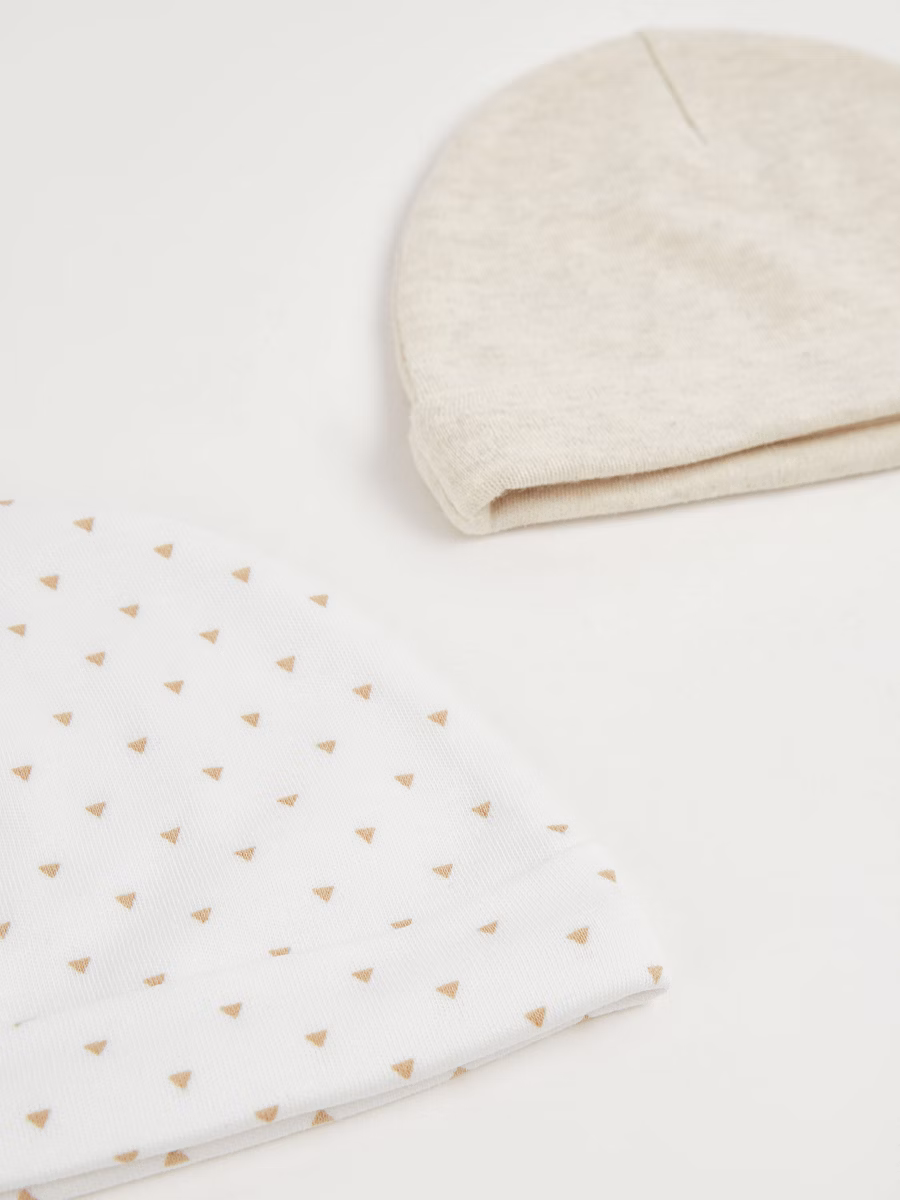 Neutral Cotton Baby Newborn Hats 2 Pack detail 1