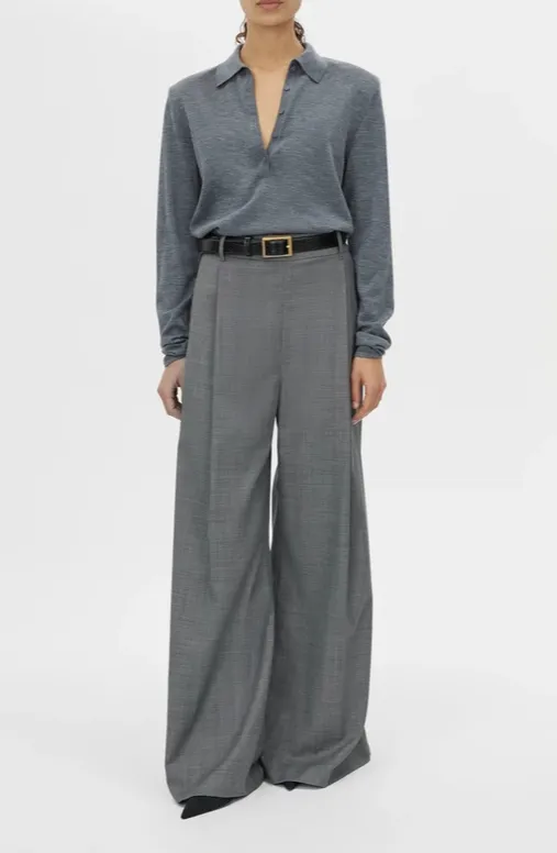 Charcoal Melange Knit Top
