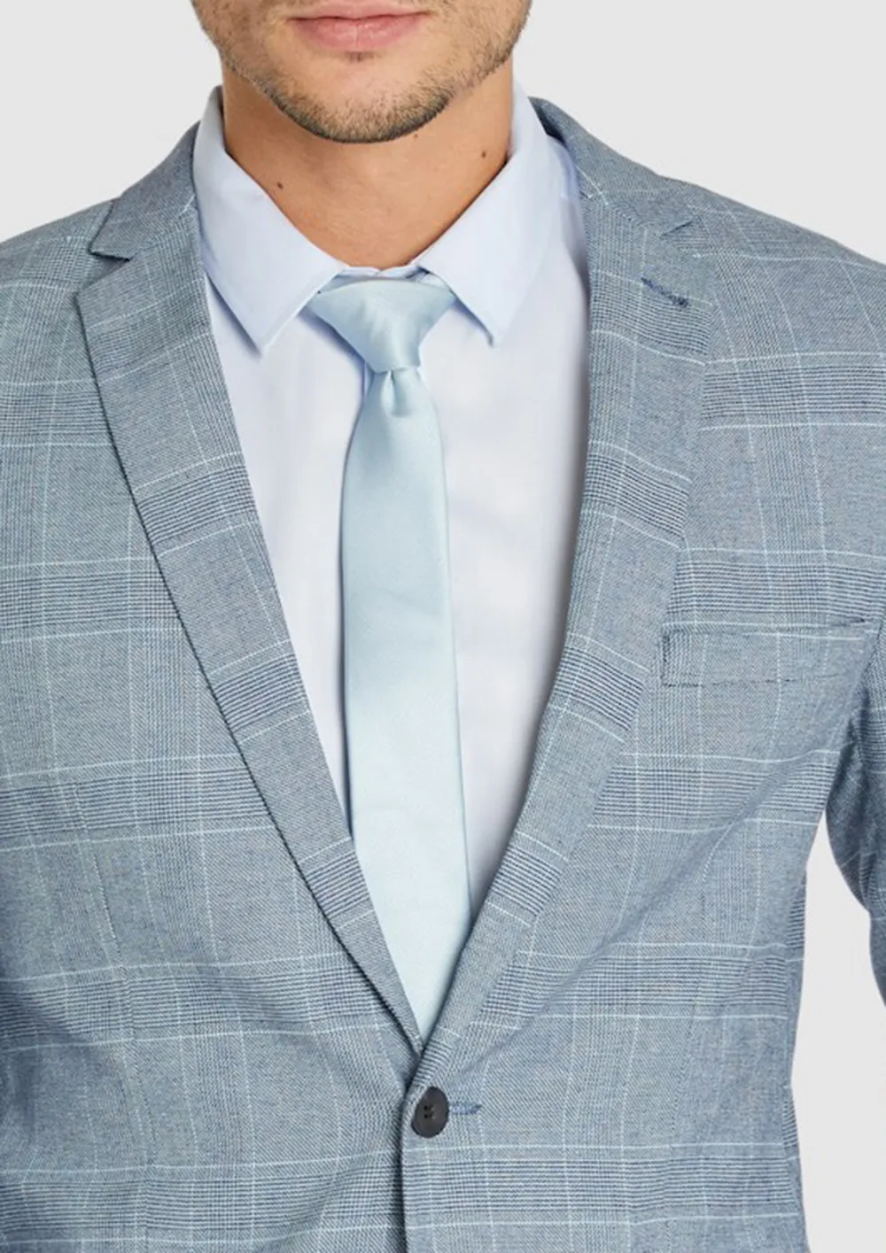 Men's Blue Classic Base Plaid Suit