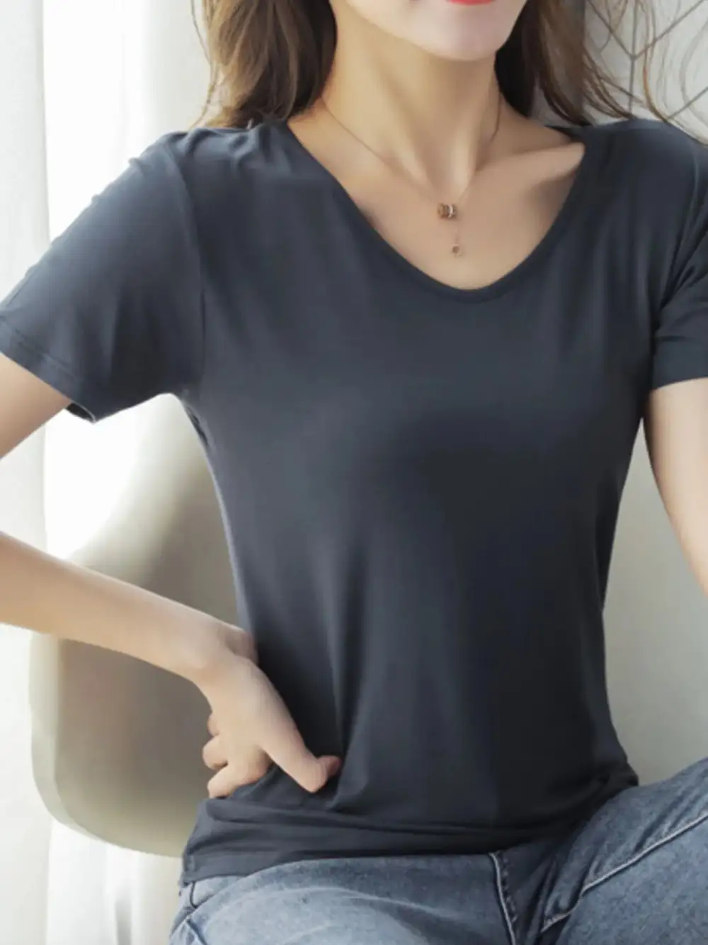 Easy-Wear V-Neck Short-Sleeve T-Shirt