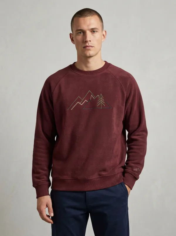 Men's Charcoal Outdoor Mountain Pine Tree Fleece Sweatshirt