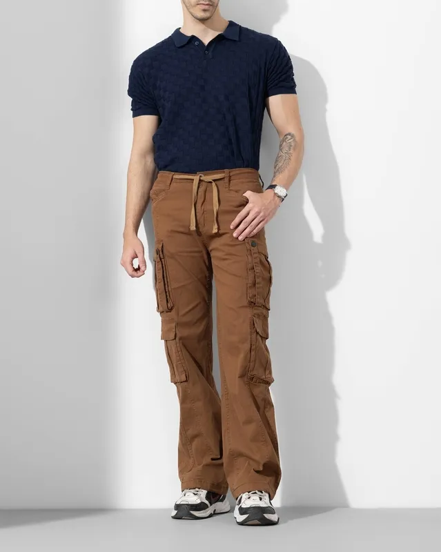 Dark Brown Drawstring Cargo Pants