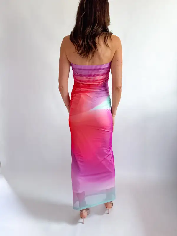 Strapless Maxi Detail Dress Waist