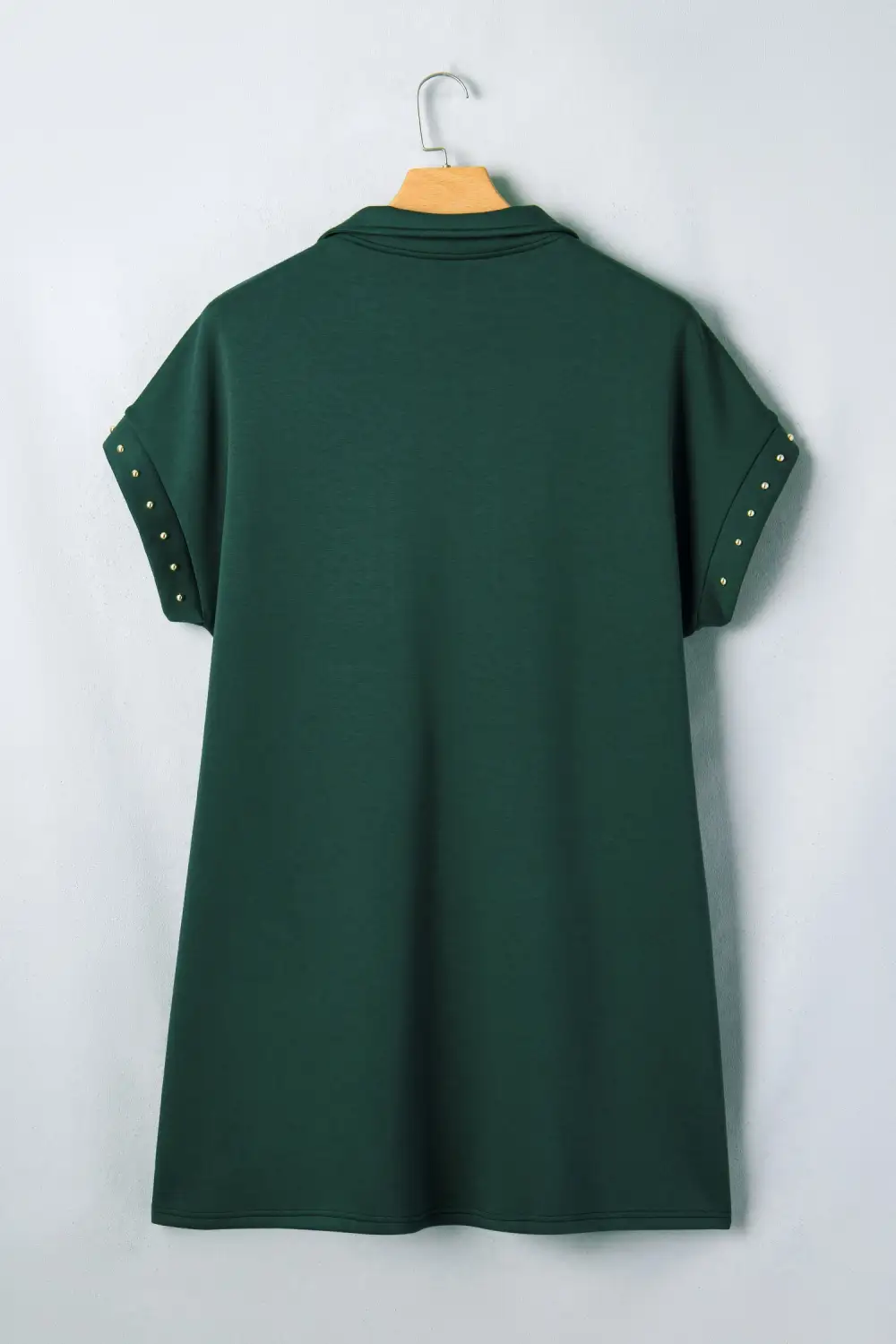 Zip Front Pocketed Shirt Dress