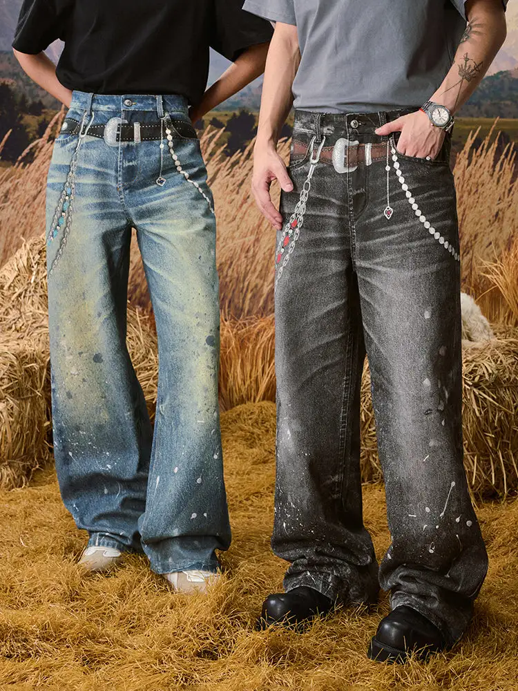 Dimensional Chain Print Jeans