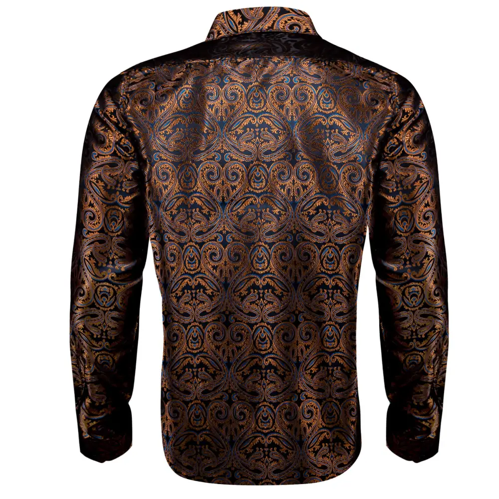 Relaxed Paisley Long Sleeve Silk Dress Shirt