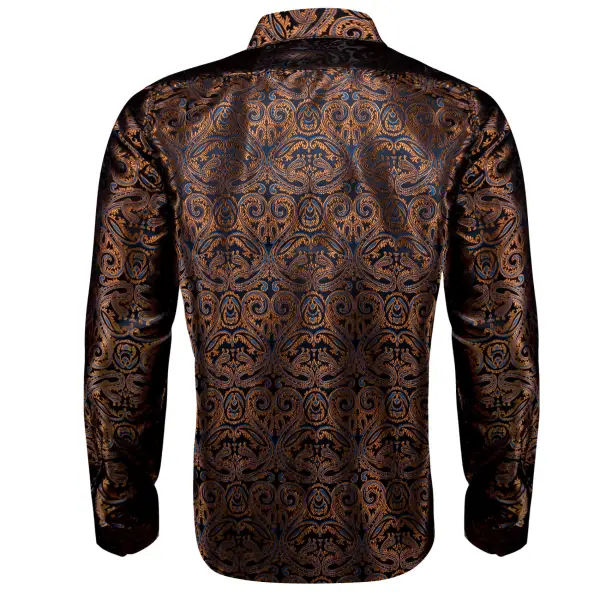 Relaxed Paisley Long Sleeve Silk Dress Shirt