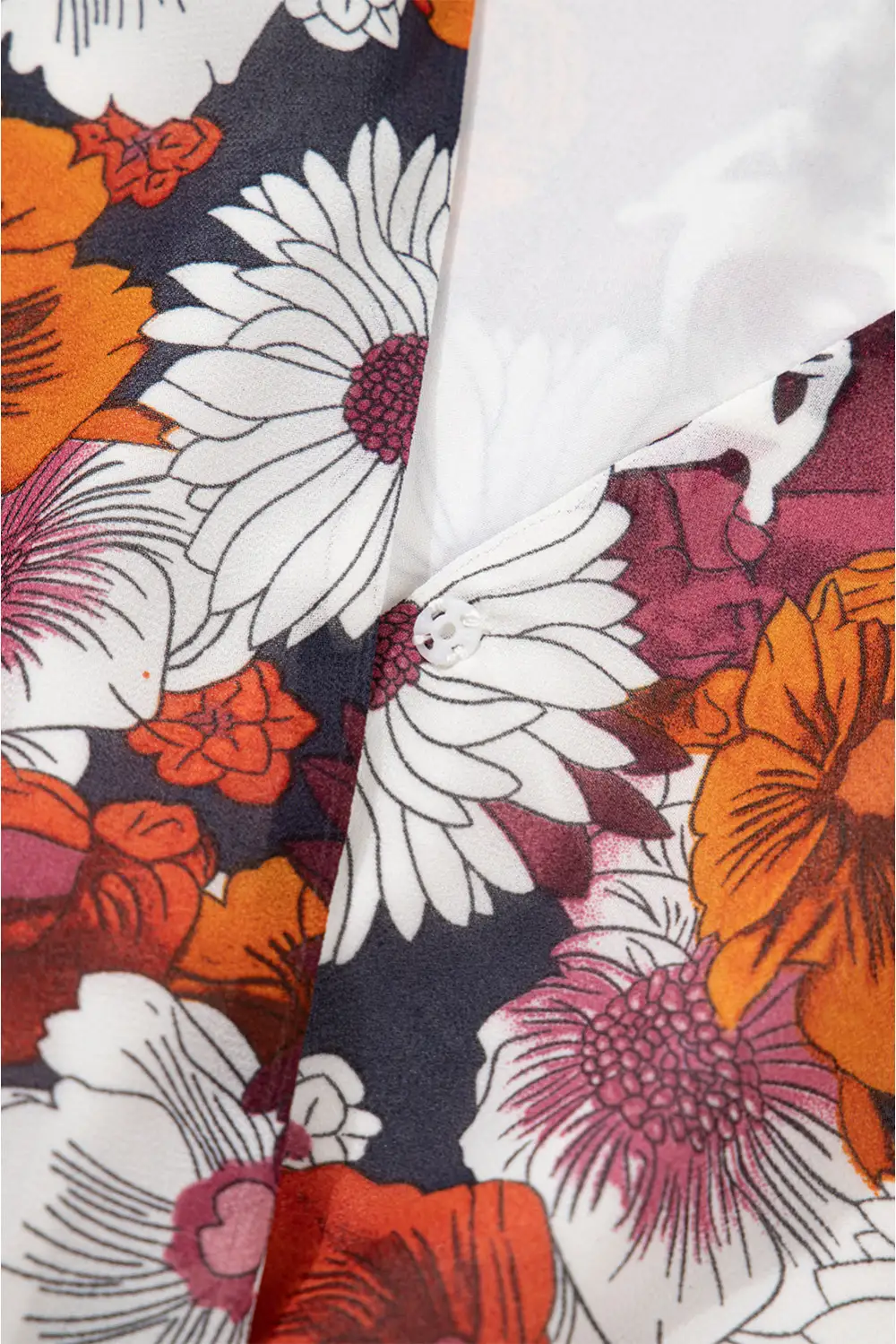 Textured Detail Floral Printed V Neck Mini Dress
