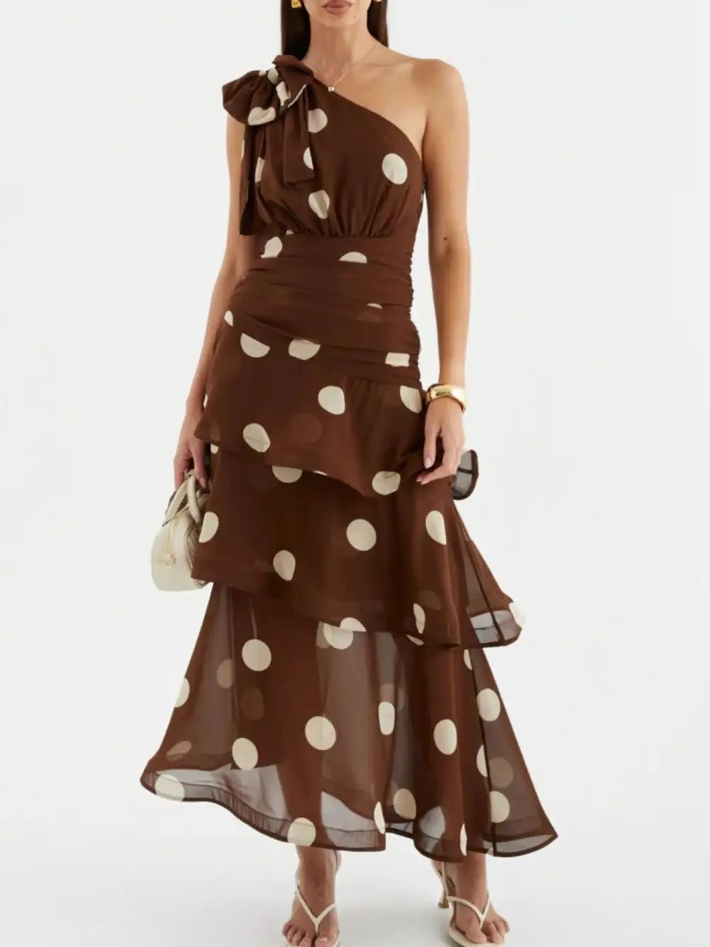 Polka Dot Ruffle Dress Casual