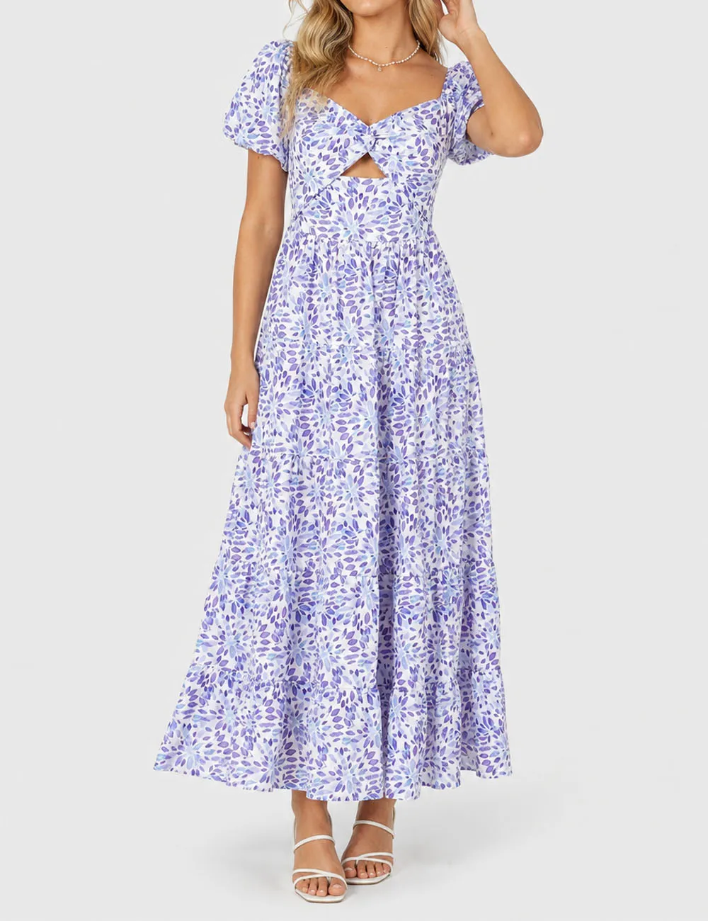 Bubble Short Sleeves Maxi Dress
