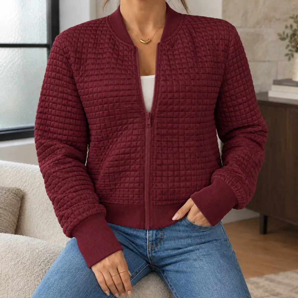 Quilted Ribbed Trim Jacket