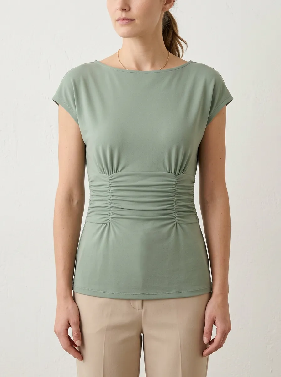 Casual Waist-Ruched Ruched Fitted Fitted Top