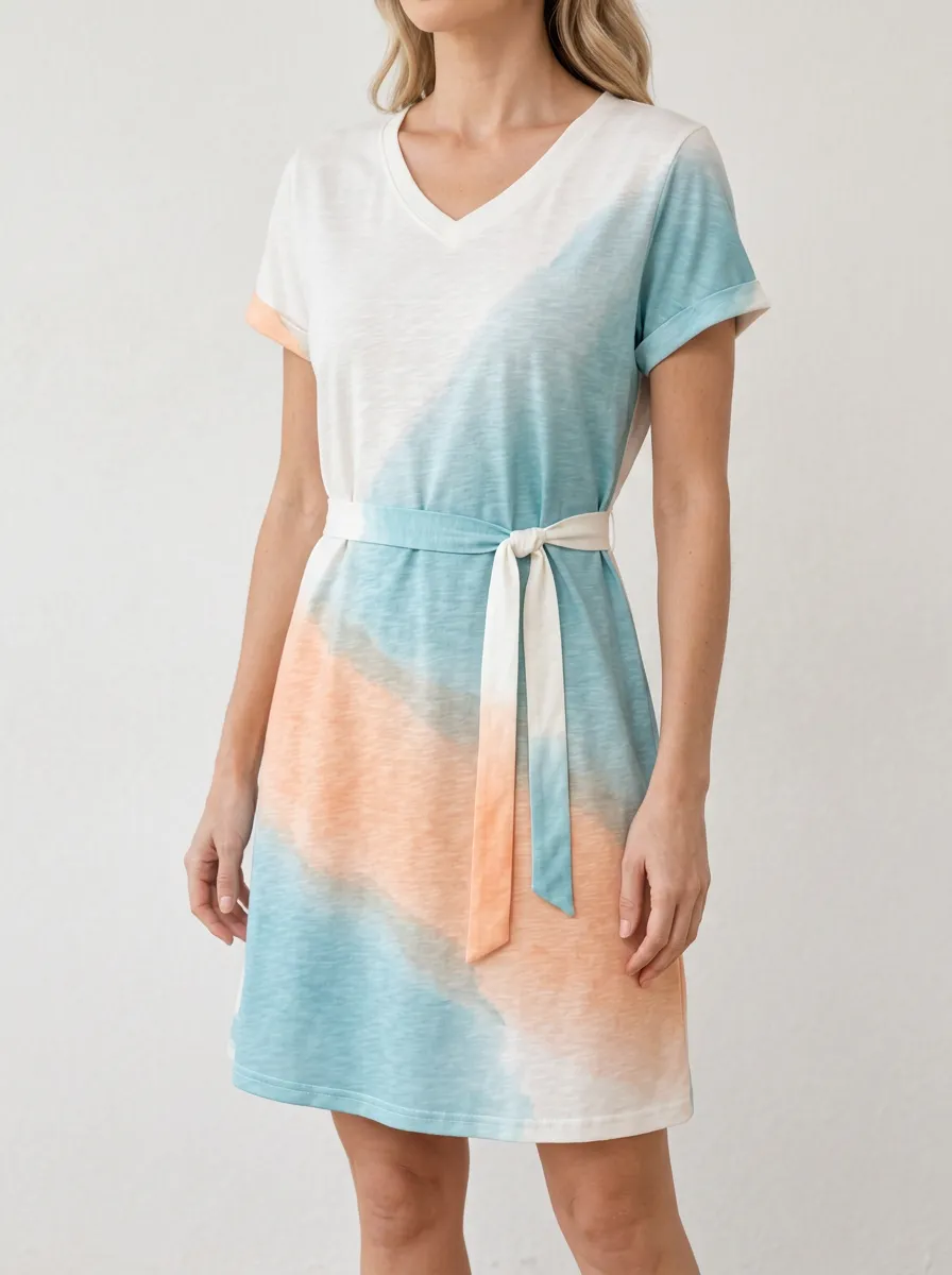 Women's Casual Summer Tie-Dye Diagonal Striped Printed Dress