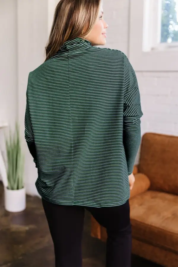 Striped Relaxed Cotton Blend Long Sleeve Top