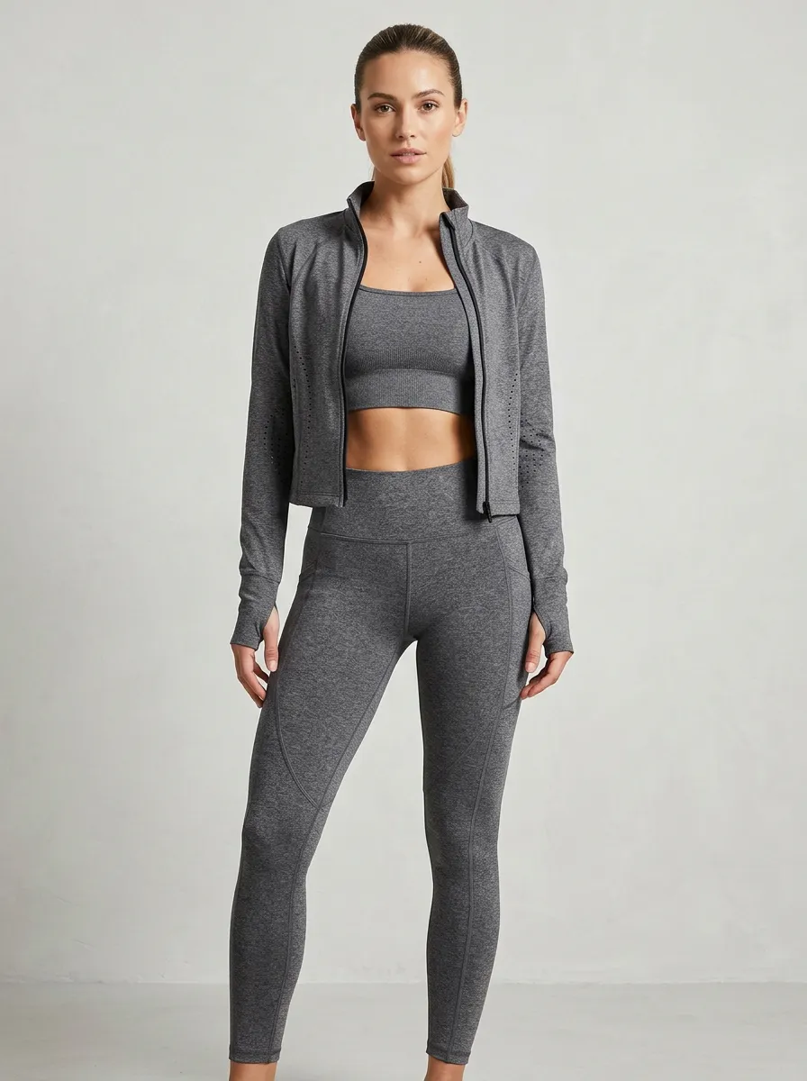 Streetwear Seamless Design Look Women's Three Piece Activewear Set