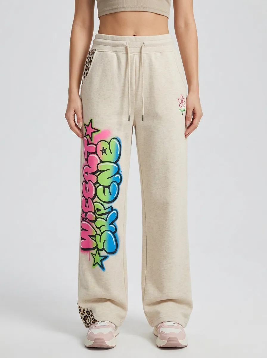Women's Streetwear Graffiti Leopard Print Printed Sweatpants