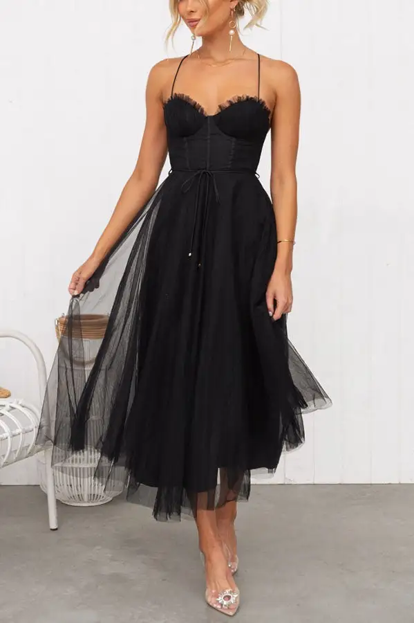  Corset Midi Dress Tulle A Line Design