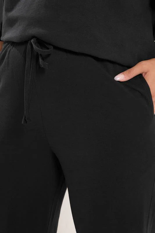 Black Cotton Wide Leg Trousers detail 3