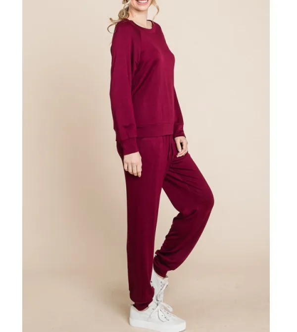 Super Lady Round Neck Raglan Sleeve Top and Pants Lounge Set