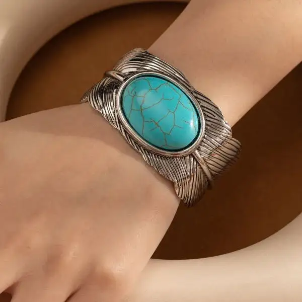 Carved Stone Statement Bangle