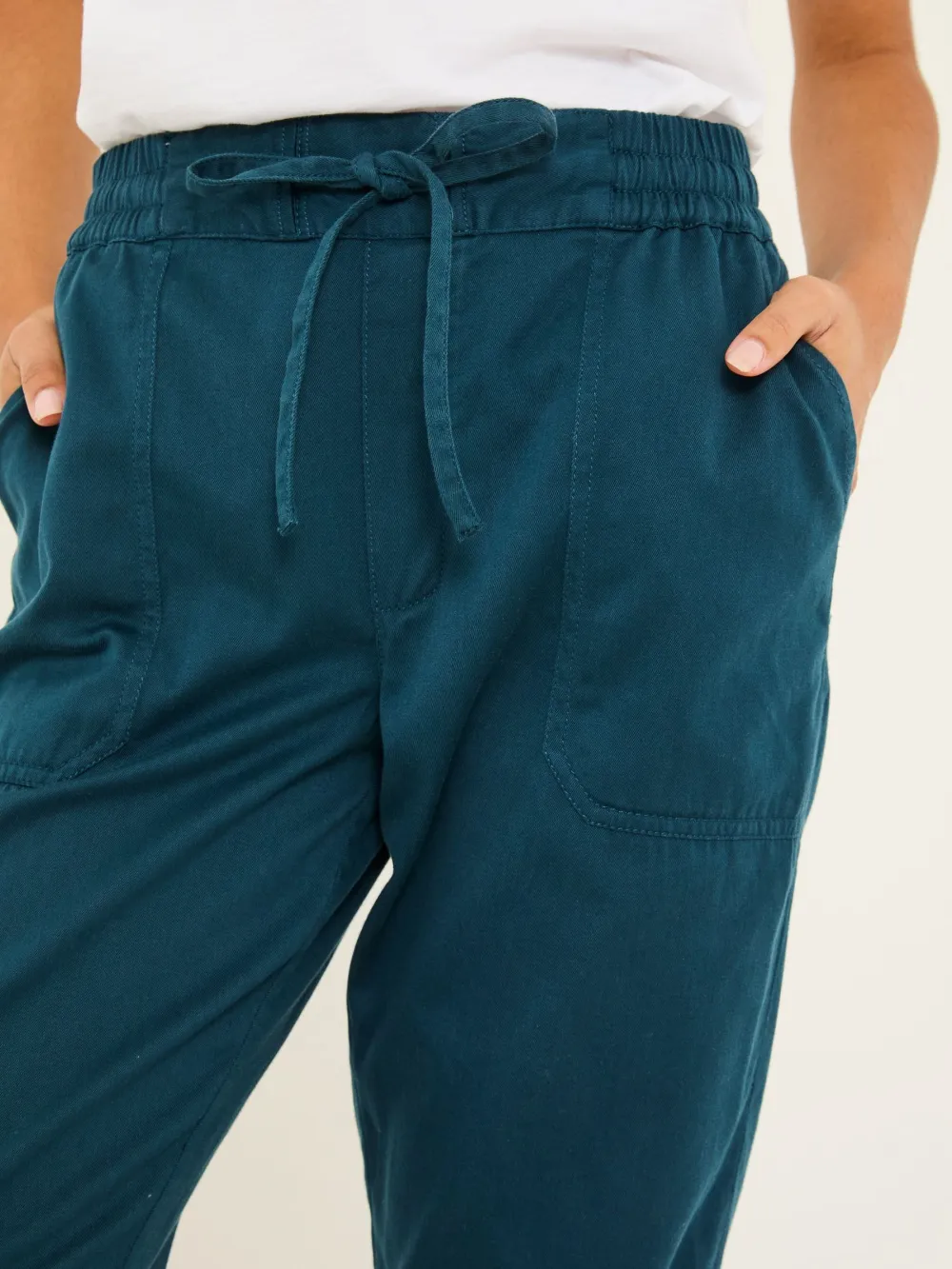 Blue Cuffed Cotton Cargo Joggers