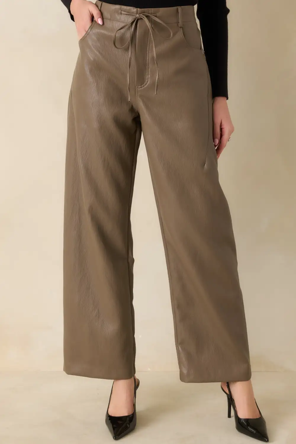 The Mix Light Faux Leather Wide Leg Pants