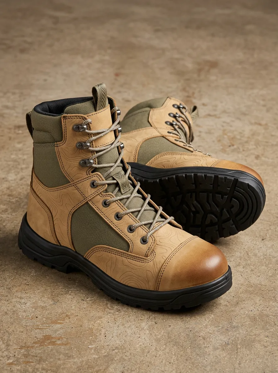 Men's Outdoor Topographic Map Work Boots
