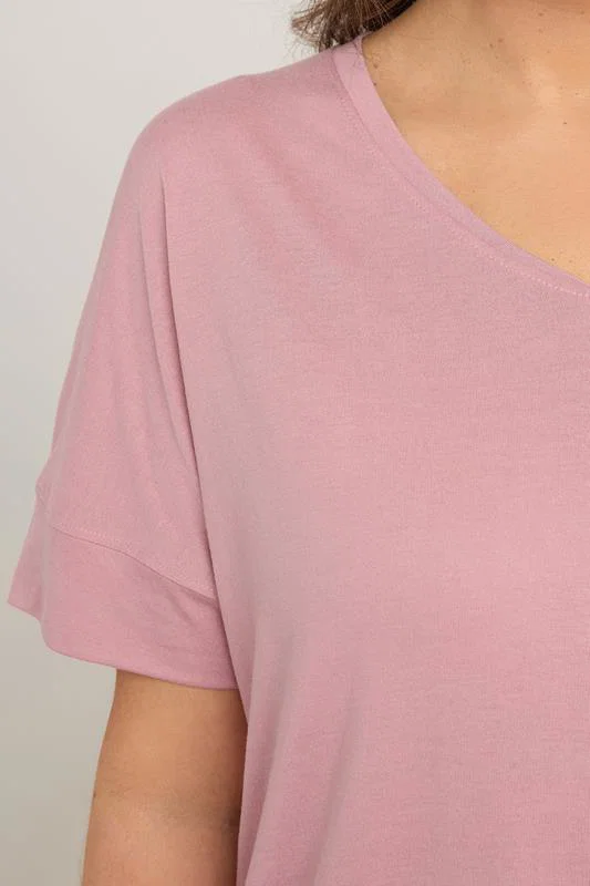 Rose Pink V-Neck Modal Rich T-Shirt detail 3