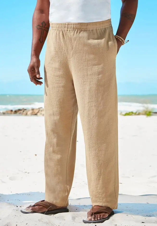 Elastic Waist Gauze Cotton Pants