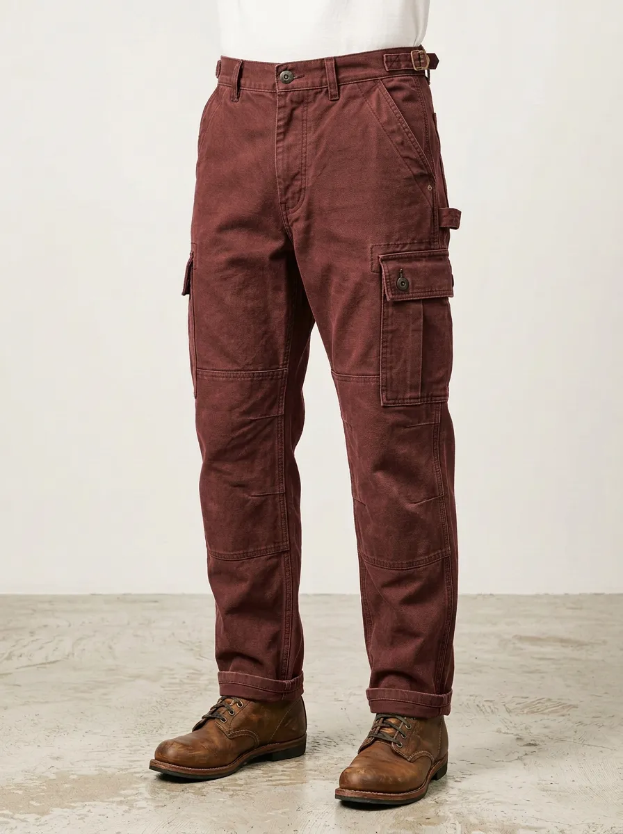Men's Relaxed Vintage Canvas Military Cargo Pants