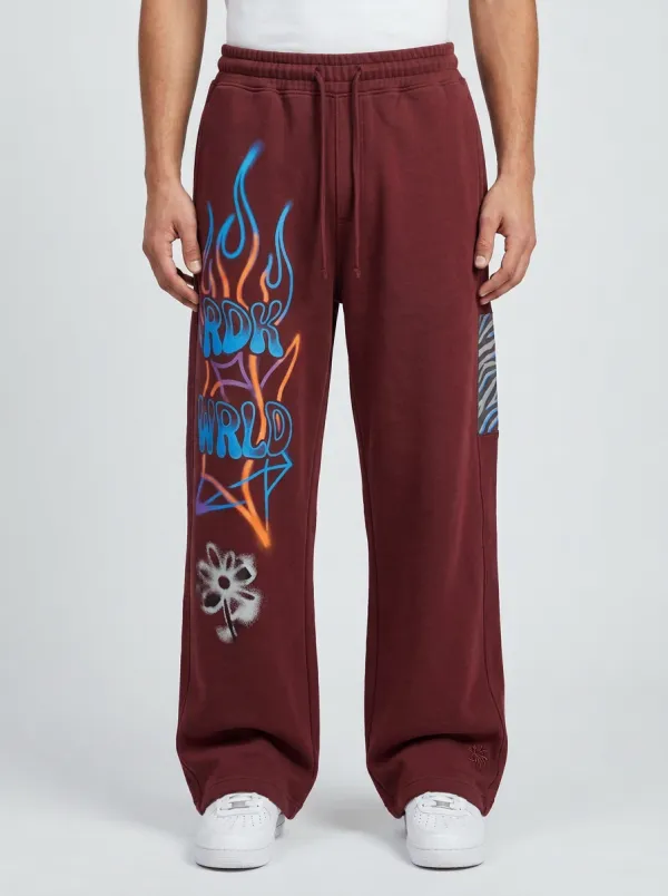 Men's Streetwear Graffiti Flame Flower Printed Sweatpants