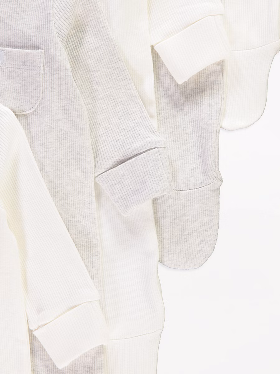 Ribbed Pocket Zip Fasten Sleepsuits 7 Pack detail 2