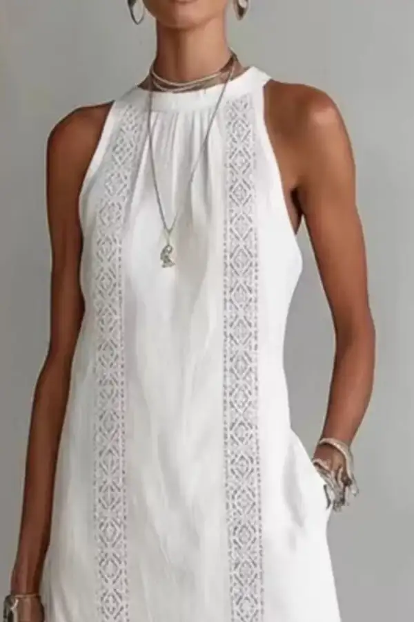 Pocketed Slit Sleeveless Dress Casual