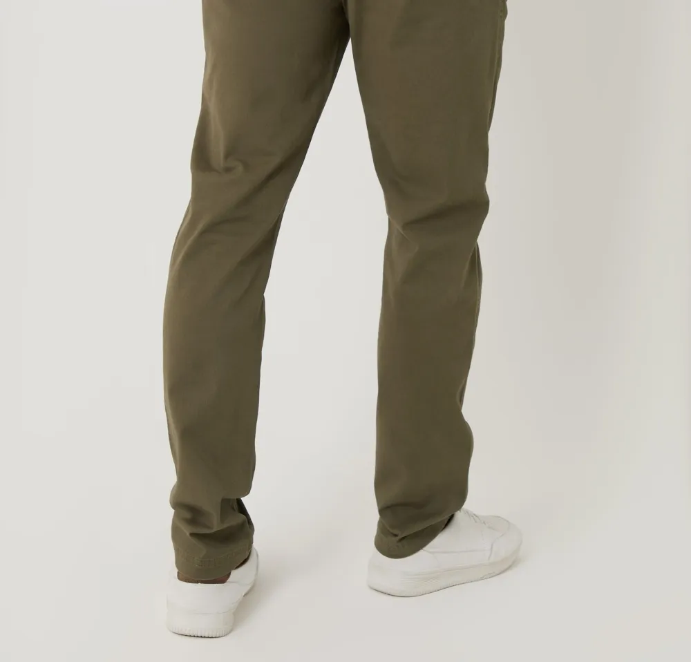 Khaki Green Slim-Fit Twill Pants