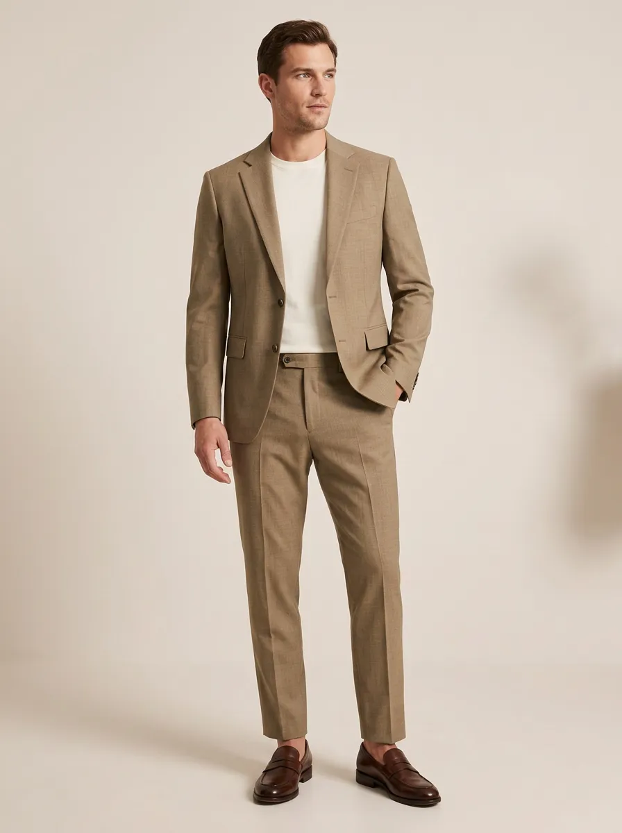 Notch-Lapel Two-Button Single-Breasted Welt-Pocket Men's Two-Piece Suit Set